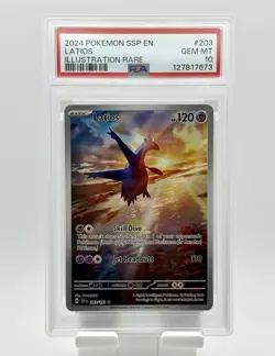 PSA 10 Latios 203/191 Sv08 Surging Sparks Holo Pokemon Illustration Rare English - Image 1