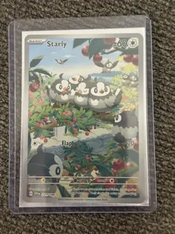Pokemon TCG Scarlet & Violet Base Set Starly Full Art Illustration Rare 221/198 - Image 1