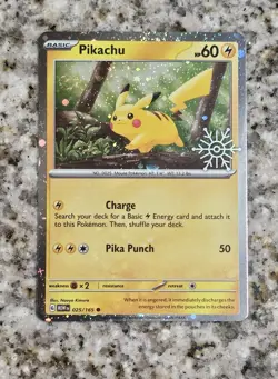 [STAMPED] ❄ 2025 Holiday Cal. Pokemon Pikachu 025/165 EN Cosmo Holo SWIRL🌀✨ - Image 2