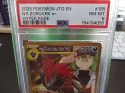2025 POKEMON JTG EN N'S ZOROARK ex HYPER RARE PSA 8 NM-MT #189 - Image 2