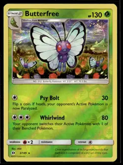 2017 Sun & Moon - Burning Shadows (Reverse Holo). Butterfree Stage 2/Rare #3 - Image 1