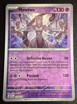 Pokemon Scarlet & Violet 151 Mewtwo 150/165 Reverse Holo NM - Image 1