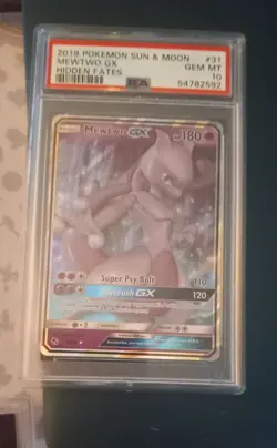 Pokemon Mewtwo GX Hidden Fates 31/68 PSA 10 Ultra Rare Full Art Holo - Image 1