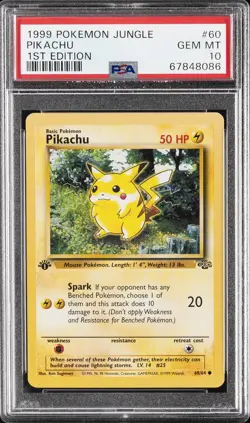 1999 POKEMON JUNGLE 1ST EDITION #60 PIKACHU PSA 10 - Image 1