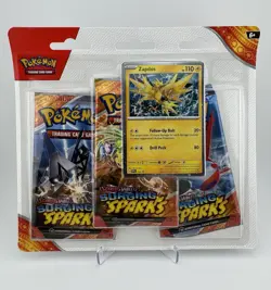 Pokemon Surging Sparks 3 Pack Blister - W/ Zapdos Promo - Image 1