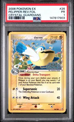 Pelipper-Rev.Foil Crystal Guardians PSA 1 2006 Pokemon Ex Crystal Guardians #26 - Image 1