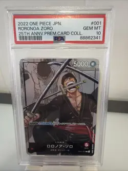 2022 ONE PIECE JAPANESE 25TH ANNIVERSARY PREMIUM COLLECTION RORONOA ZORO PSA 10 - Image 1