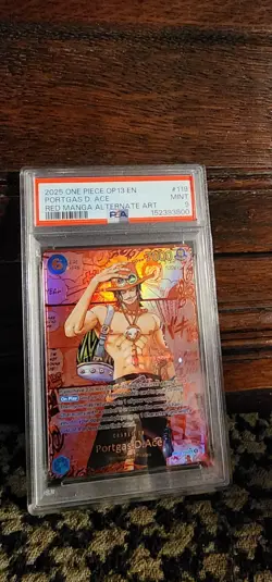Bandai Portgas D. Ace OP13-119 Secret Rare Foil Alt Art PSA 9 One Piece Red - Image 1