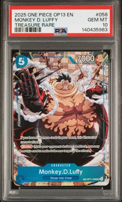 2025 One Piece OP13 #058 - Monkey D. Luffy (Treasure Rare) PSA 10 💎 ENGLISH - Image 1