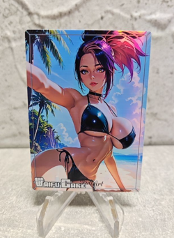 Akali Trading Card Waifu Goddess Story Anime Girl holo Karte Manga Full Art - Image 1