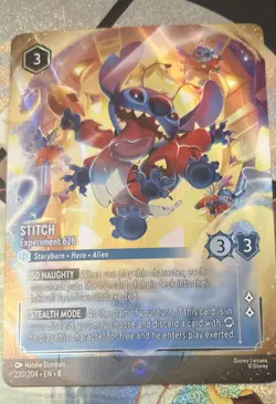 Disney Lorcana Stitch Experiment 626 220/204 Enchanted Holofoil Reign Of Jafar - Image 1