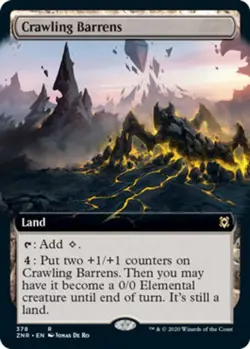 x1 Crawling Barrens - Foil - Extended Art R MTG Zendikar Rising M/NM, English - Image 1