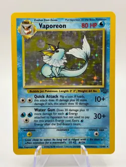 Pokemon TCG Jungle Unlimited - Vaporeon 12/64 Rare Holo Moderately Played - Image 1