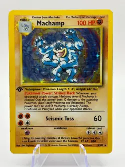 Pokemon TCG Base Set 1st Edition - Machamp 8/102 Rare Holo Heavily Played - Image 1
