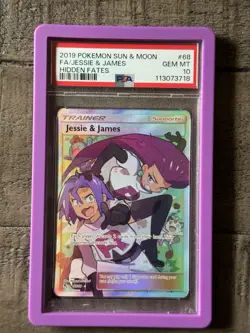 2019 POKEMON SUN & MOON HIDDEN FATES #68 FULL ART/JESSIE & JAMES PSA 10 - Image 1