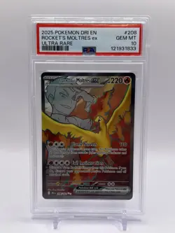2025 POKEMON DRI EN-DESTINED RIVALS ULTRA RARE TEAM ROCKET'S MOLTRES EX PSA 10 - Image 1