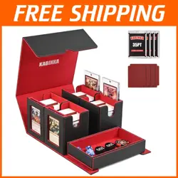5 in 1 Card Deck Box for MTG - Stylish Black & Red Storage for 400+ Cards - Image 1