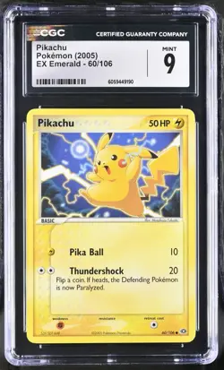 CGC 9 Pikachu 60/106 EX Emerald 2005 Pokemon Card - Image 1