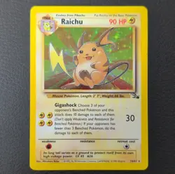 Pokemon Raichu 14/62 Fossil Holo Rare 90 HP Unlimited Pokemon TCG Card 1999 - Image 1