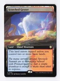 Scorched Geyser (Extended Art) 102 (R) MTG Commander: Secrets of Strixhaven SOC - Image 1