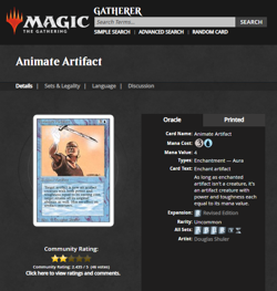 1994 Magic The Gathering Revised Animate Artifact PSA 9 *Only 10 Graded Higher* - Image 3