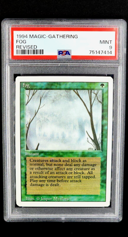 1994 MtG Magic the Gathering Revised Fog Green PSA 9 Mint *Only 9 Graded Higher* - Image 1