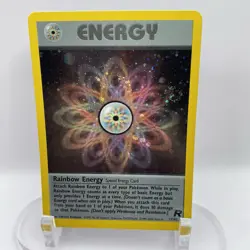 Rainbow Energy Swirl 17/82 Team Rocket Holo LP WOTC Pokemon TCG Vintage Single - Image 1