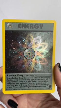 Rainbow Energy Swirl 17/82 Team Rocket Holo LP WOTC Pokemon TCG Vintage Single - Image 2