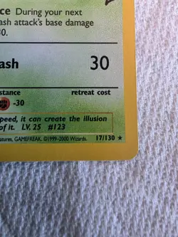 Pokemon TCG Scyther Base Set 2 17/130 Holo Rare Basic 70 HP English 2000 - Image 5