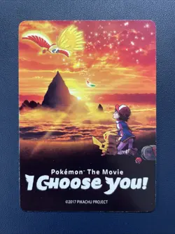 1x 2017 Pikachu & Ash Pokemon the Movie I Choose You Promo Insert Card LP/NM - Image 1