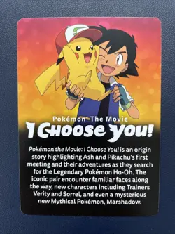 1x 2017 Pikachu & Ash Pokemon the Movie I Choose You Promo Insert Card LP/NM - Image 2