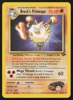 Brock's Primeape 35/132 Unlimited Uncommon Gym Challenge Pokemon English LP - Image 1