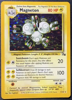 Pokemon TCG Magneton 11/62 Fossil Set Unlimited Holo Rare Vintage - Image 1
