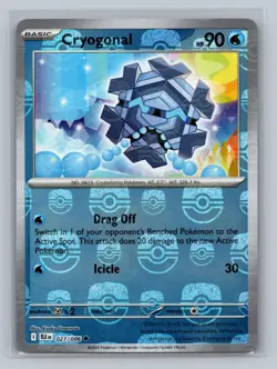 Cryogonal (Master Ball Pattern) 027/086 Uncommon Black Bolt Pokemon Holo NM - Image 1
