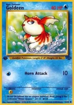Heavily Played, English Pokemon Regular Goldeen - 53/64 - Common - 1st Edition J - Image 1