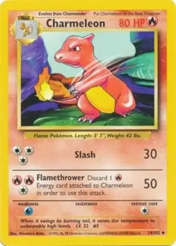 Heavily Played, English Pokemon Regular Charmeleon - 24/102 - Uncommon - Unlimit - Image 1
