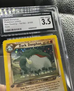 Dark Donphan Neo Destiny First Edition Holo #3 CGC 3.5 Pop 1 Pokemon Card -Swirl - Image 2