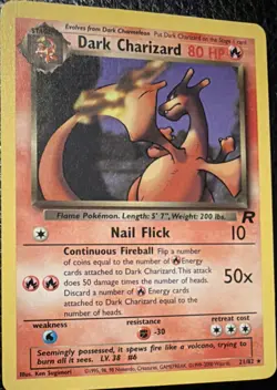 Pokemon Dark Charizard 21/82 Team Rocket Rare 80 HP Unlimited Regular Card - Image 1