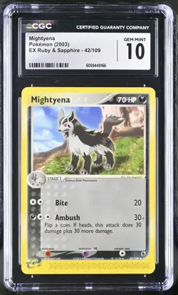 CGC 10 Mightyena 42/109 EX Ruby & Sapphire 2003 Pokemon Card - Image 1