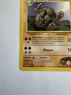 Pokemon Brock's Golem 020/132 Gym Heroes Rare Stage 2 90 HP Regular 2000 English - Image 3