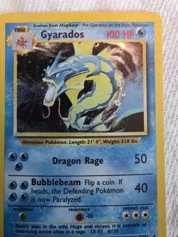 Pokemon TCG Gyarados Base Set 6/102 Holo Rare Stage 1 100 HP English 1999 - Image 1
