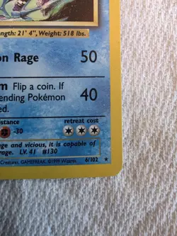Pokemon TCG Gyarados Base Set 6/102 Holo Rare Stage 1 100 HP English 1999 - Image 3