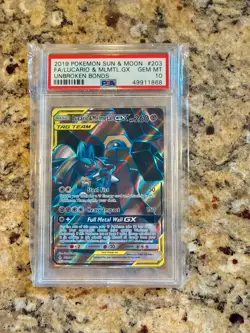 LUCARIO MELMETAL 2019 POKEMON SUN MOON UNBROKEN BONDS GX PSA 10 GEM TAG TEAM - Image 1