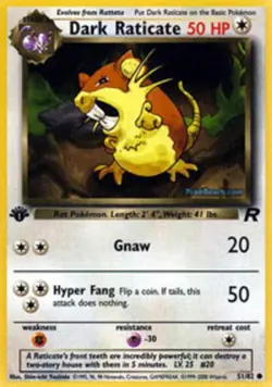 4x Lightly Played Dark Raticate - 51/82 - Common - 1st Edition Pokemon Team Rock - Image 1