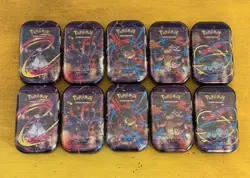 Pokemon Mega Heroes Mini Tin Full Set w/ Display, 10x Mini Tins Factory Sealed - Image 2