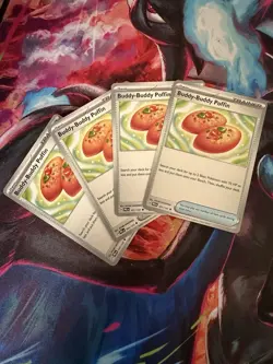 4x Buddy-Buddy Poffin 101/131 Prismatic Evolutions Pokemon Playset x4 - Image 1