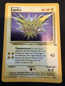 Pokemon TCG - Zapdos - 15/62 - Fossil - Holo - Image 1