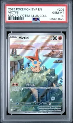 2025 POKEMON SVP EN-SV BLACK STAR PROMO #208 VICTINI UNOVA ILLUS COLL PSA 10 - Image 1