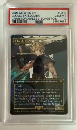 Cloud Ex-SOLDIER (Surge Foil) MTG: Final Fantasy (PSA 10 💎 Mint) - Image 1