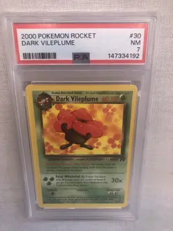 PSA 7 WOTC 2000 Team Rocket Unlimited Dark Vileplume 30/82 Non Holo Rare Card NM - Image 1
